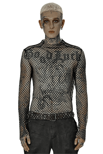 Edgy Gothic Punk Rhombus Mesh Top for Stylish Appeal
